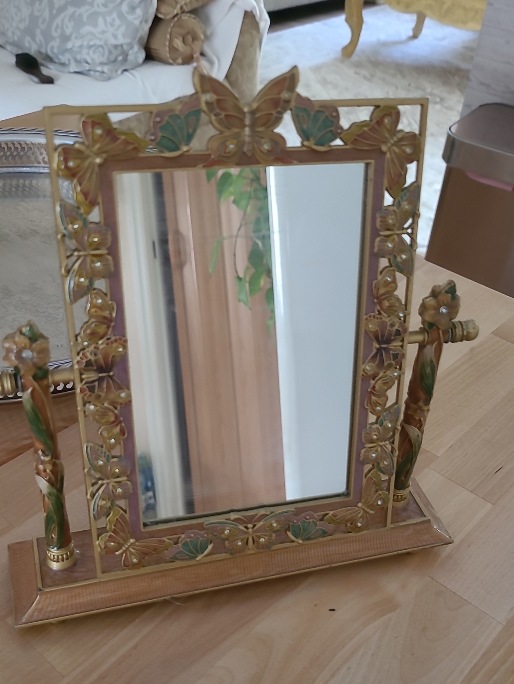 Enamel Metal Vintage Vanity Mirror